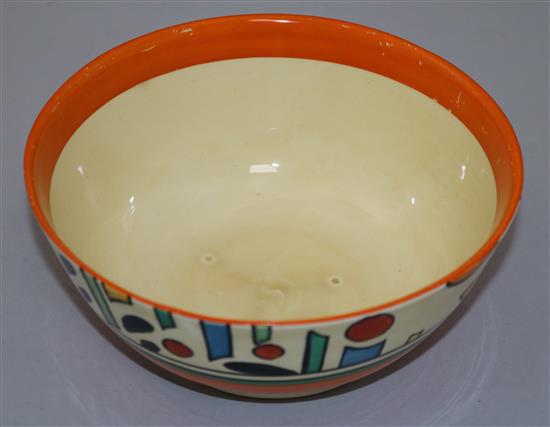 A Clarice Cliff orange pattern bowl, diameter 17.45cm